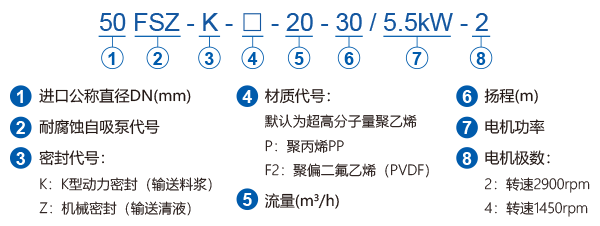 FSZ系列耐腐蝕自吸泵型號(hào)含義說明