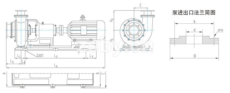 FXB-Z系列稀酸泵安裝尺寸圖