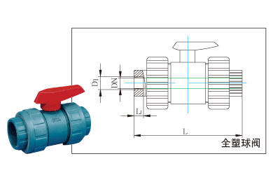 全塑球閥外型及結(jié)構(gòu)簡圖