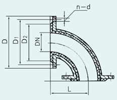 90°彎頭安裝尺寸圖