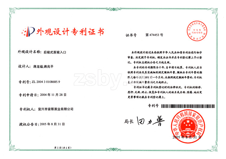 后吸式泵吸入口